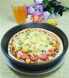 青豆玉米粒火腿披萨