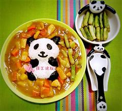 熊猫咖哩鸡肉饭