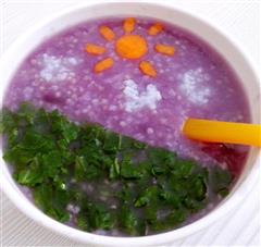紫薯小米青菜粥