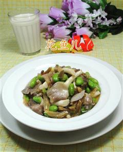 榨菜丝毛豆炒秀珍菇