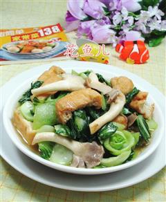 秀珍菇油豆腐炒青菜