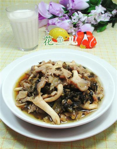 肉丝酸菜炒秀珍菇