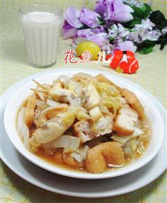 油豆腐蛏子炒白菜