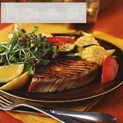 烤鲔鱼排配鲜蔬的热量