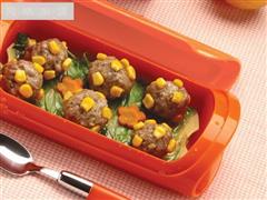 硅胶蒸菜盒食谱   玉米肉丸子