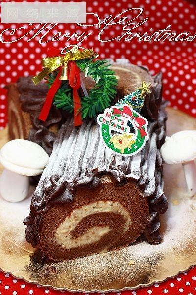 巧克力栗蓉树根蛋糕
