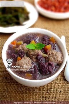 紫米疙瘩肉丸汤