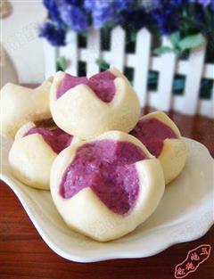 很惊艳的紫薯开花馒头