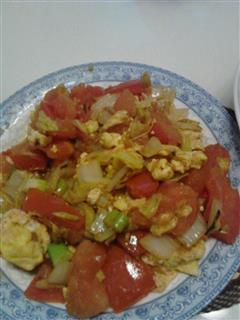 西红柿炒鸡蛋白菜