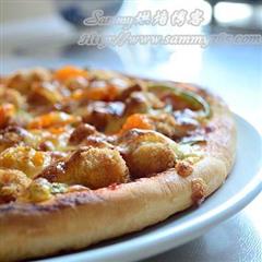 鸡米花缤纷蔬菜披萨