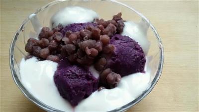 酸奶红豆紫薯球
