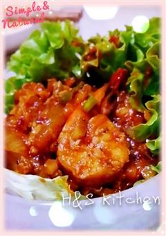 韩式泡菜炒虾