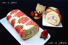 草莓彩绘蛋糕卷的热量