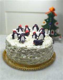 企鹅翻糖椰果蛋糕