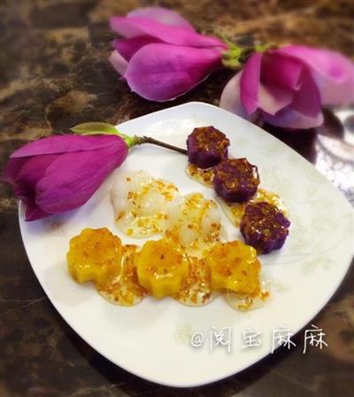 桂花蜜汁山药红薯紫薯糕