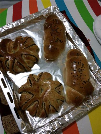 豆沙面包 椰蓉面包 一个面团两种面包
