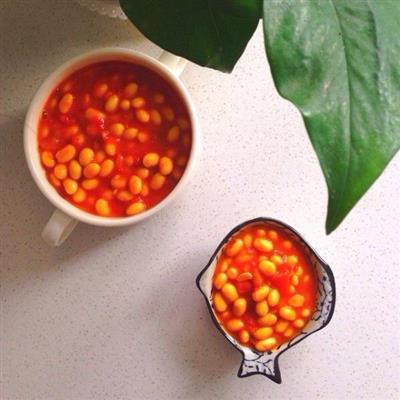 西红柿焗黄豆