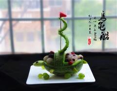 雕刻香瓜乌龟船水果盘