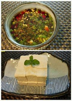自制白豆腐蘸自制酱汁