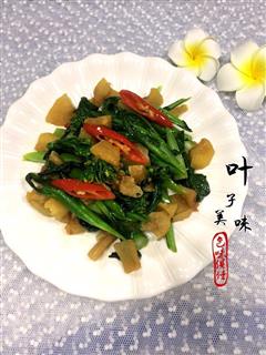 油渣炒菜心