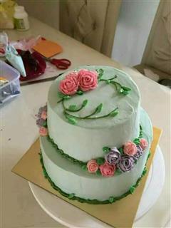 奶油霜韩式裱花蛋糕