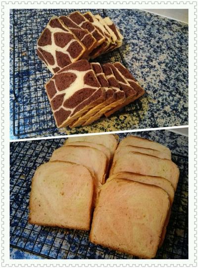 萌萌哒长颈鹿吐司与糖果色理石纹吐司