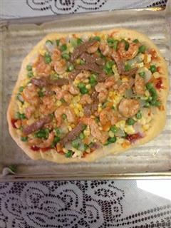 虾仁牛肉披萨