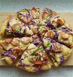 紫甘蓝虾仁披萨的热量