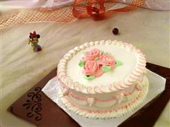粉红玫瑰裱花蛋糕