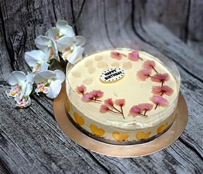 樱花芒果酸奶慕斯蛋糕