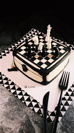 翻糖一一国际象棋棋格蛋糕