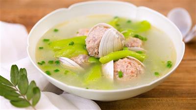 丝瓜蛤蜊肉丸汤