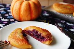 南瓜紫薯饼-金衣紫心，高颜值点心