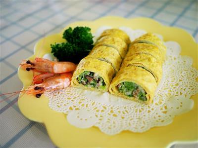 鲜虾蔬菜鸡蛋卷-宝宝辅食