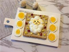 儿童卡通早餐—小绵羊酸奶吐司